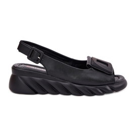 ARTIKER Sandali in pelle da donna con cuneo con artistirista decorazione 56c2156 nero