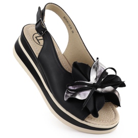Sandali in pelle da donna con fiori di fiori filippo 7045 nero