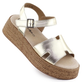 Sandali in pelle filippo ds7024 con zeppe d'oro