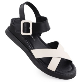 Sandali in pelle da donna con spicchi neri e beige filippo ds6874 nero
