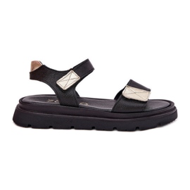 Sandali in pelle femminile sulla piattaforma nera Zazoo 40443 nero