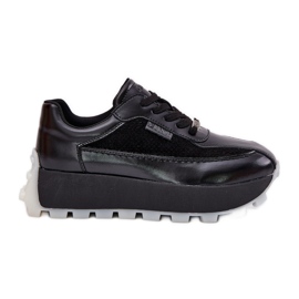 Sneakers in pelle femminile sulla piattaforma nera di Big Star RR274873 Hi-Polish nero