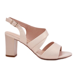 Sandali femminili sul Sergio Leone SK866 BEGE Abilità beige