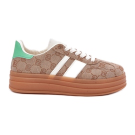 Sneaker basse sulla piattaforma kaki beige