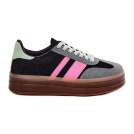 Sneakers nere da donna con plateau nero