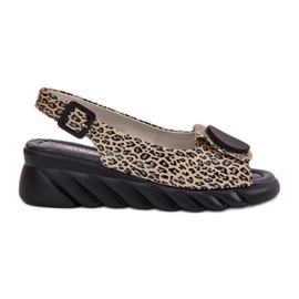 ARTIKER Sandali in pelle naturale per una stampa leopardo Artker 56C2186 beige