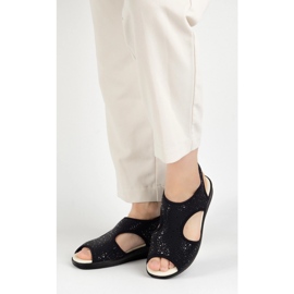 Vriston Scarpe da donna sandali flessibili comfoot emma nero lucido