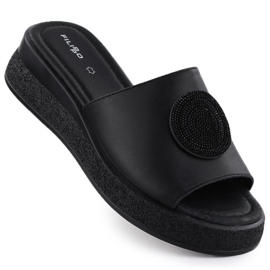 Flip infradito in pelle da donna con giacche nere filippo 6987 nero