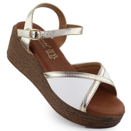 S.Barski Sandali da donna sul cuneo White Złote S. Barski PL51-324 bianca