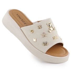 Zeppe in pelle da donna con beige vinceza 66741