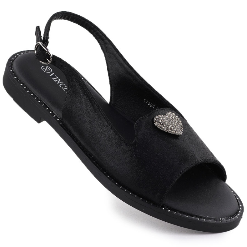 Sandali da donna piatta con decorazione nera vinceza 17384 nero