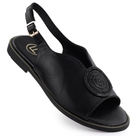 Sandali da donna piatta con zirconi Black Filippo DS6229 nero