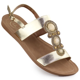 Sandali da donna piatta con un ornamento metallico dorato Filippo DS6882 d'oro