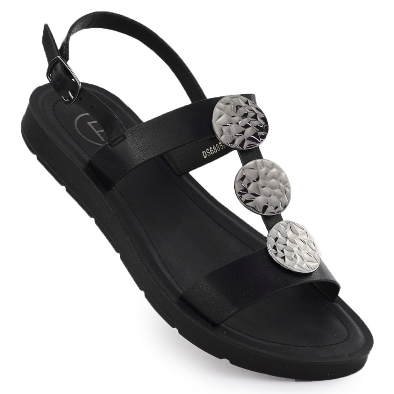 Sandali da donna piatta con decorazione nera filippo ds6885 nero