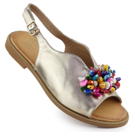 Sandali femminili con perle dorate filippo ds6230 d'oro