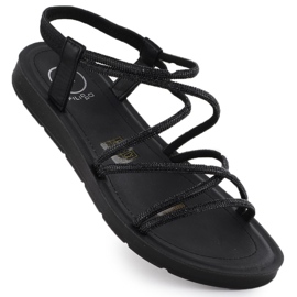 Sandali femminili con romani con zirchi cubi Black Filippo DS6884 nero