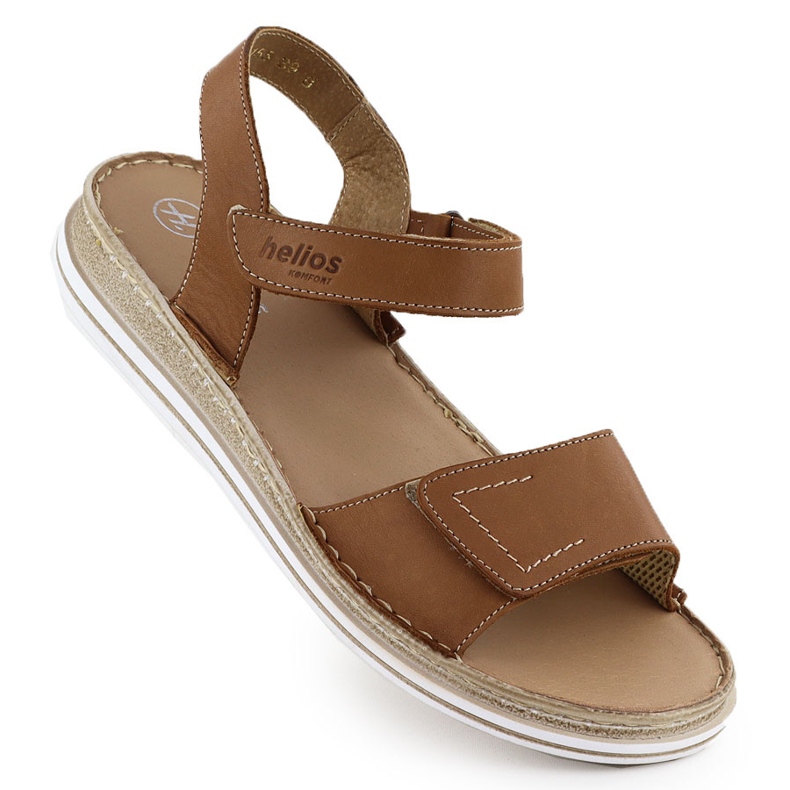 Sandali in pelle da donna per il velcro marrone Helios 155