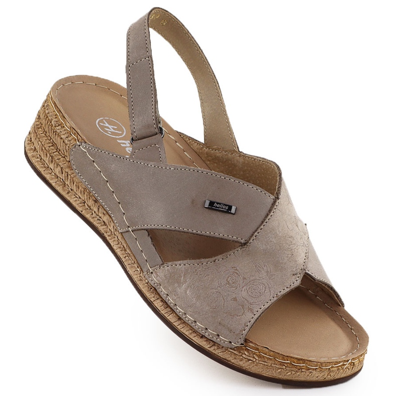 Sandali in pelle da donna con spicchi comodi beige helios 146