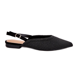 Ballerine femminili con intreccia e punta di piedi nere nero