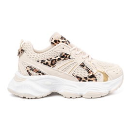 Sneaker beige con un motivo animale