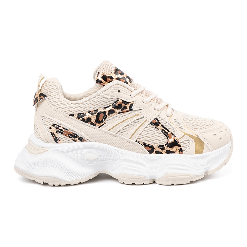 Sneaker beige con un motivo animale