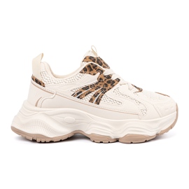 Sneaker femminili su una sola suola di leopardo beige