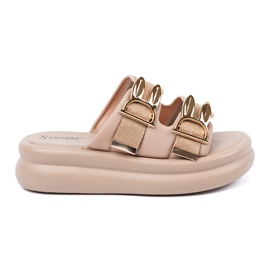 Seastar Pantofole con fibbie dorate sulla piattaforma beige