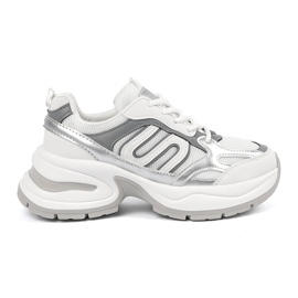 Sneaker da donna bianca con inserti d'argento bianco