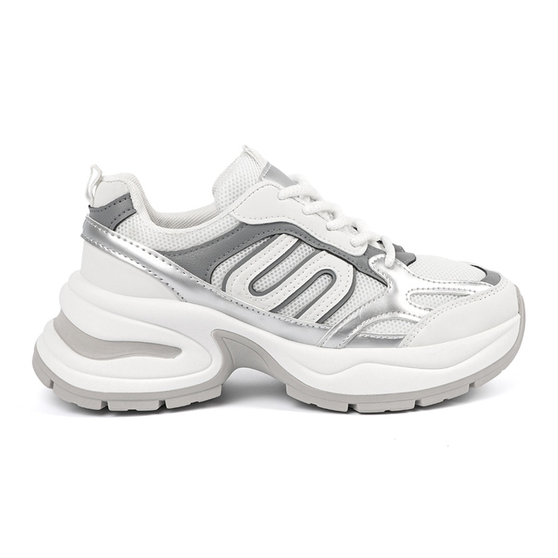 Sneaker da donna bianca con inserti d'argento