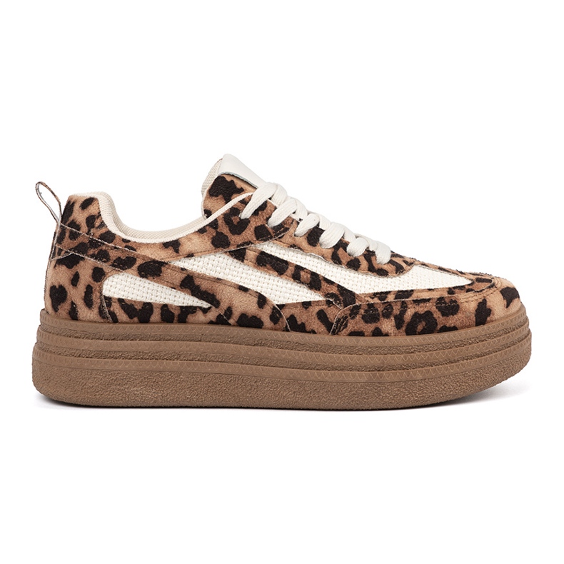 Sneaker da donna con stampa leopardata marrone