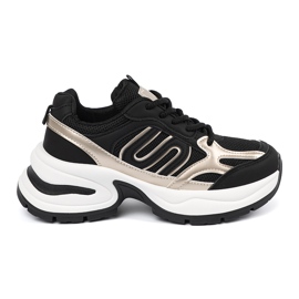 Sneaker da donna nera con inserti dorati nero