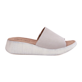 Flip di pelle scamosciata femminile sul panto Fino RR267044 Grey Wedge grigio