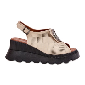 ARTIKER Sandali in pelle da donna con cuneo con decorazione artker 56c0111 beige