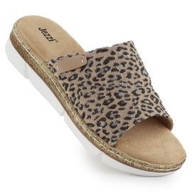 Le infradito da donna su una stampa leopardata beige jezzi 8832