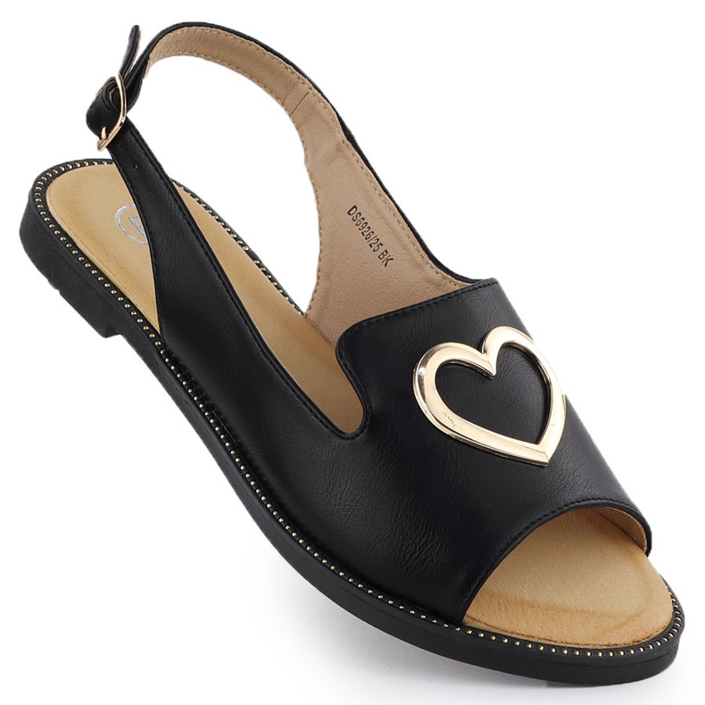 Sandali da donna piatta con cuore nero filippo ds6926