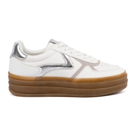 Shelvt Sneaker bianche da donna con inserti in argento bianco