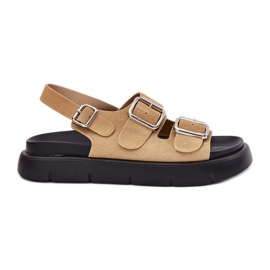 Sandali in pelle scamosciata femminile con fibbie beige di Big Star RR274665