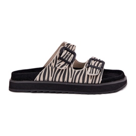 Flip di pelle scamosciata femminile con D.Franklin dfsh405002 zebra fibbie beige