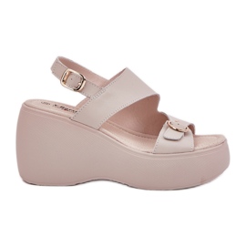 S.Barski Sandali in pelle femminile su cuneo e piattaforma S. Barski LR51-540 beige