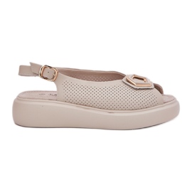 S.Barski Sandali in pelle femminile con un ornamento di S. Barski LR51-786 beige