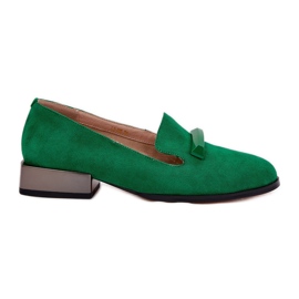 S.Barski Scarpe in pelle scamosciata femminile con un ornamento LZ51-505 Green verde