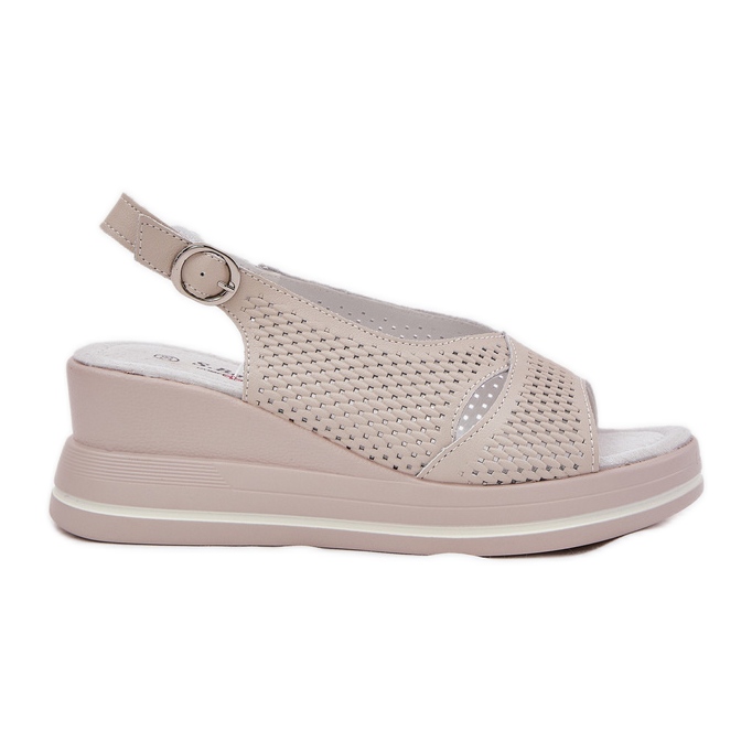 S.Barski Sandali in pelle da donna S. Barski LR51-660 Beige Openwork