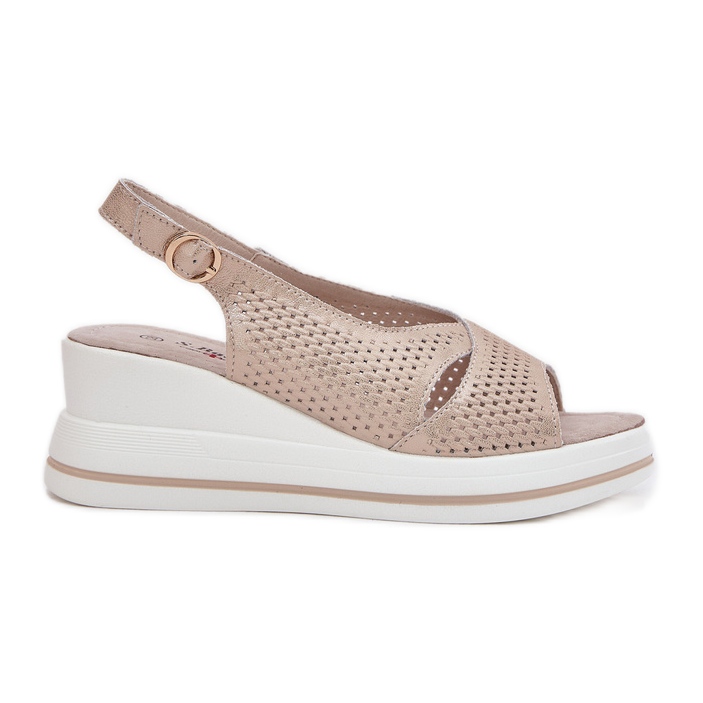 S.Barski Sandali in pelle da donna S. Barski LR51-660 Openwork Golden d'oro