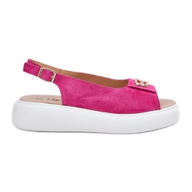 S.Barski Sandali in pelle scamosciata femminile con un dettaglio dorato S. Barski Gr51-604 Fucsia rosa