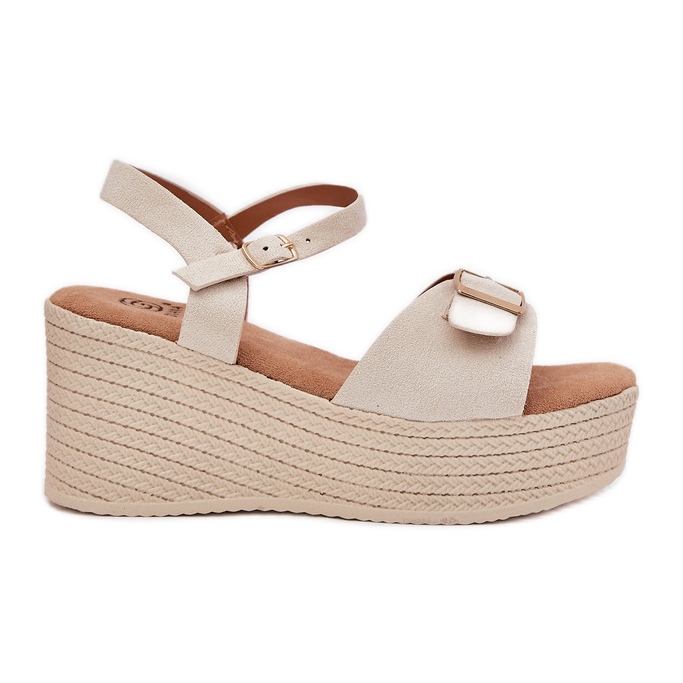 Inna Sandali da donna per cuneo con una fibbia beige