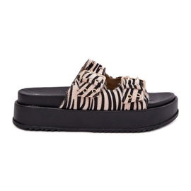 Inna Infradito da donna con fibbie sulla piattaforma zebra bianca