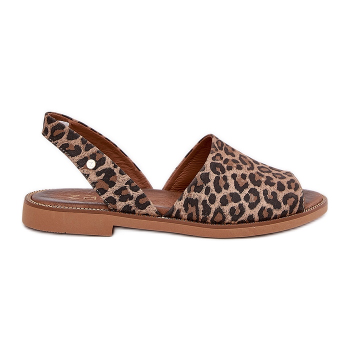 Zazoo 40327 Slip in pelle -Sandali sandali leopardo marrone