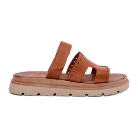 Flip in pelle naturale femminile Flip sulla piattaforma Zazoo 40440 Brown marrone
