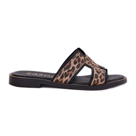 Flip leopardo piatto in pelle Zazoo 40383 Nero