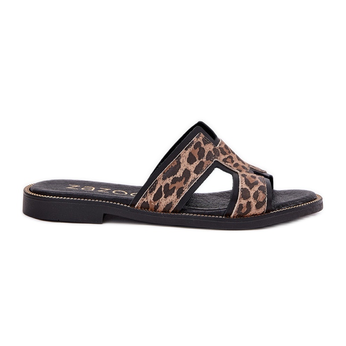 Flip leopardo piatto in pelle Zazoo 40383 Nero
